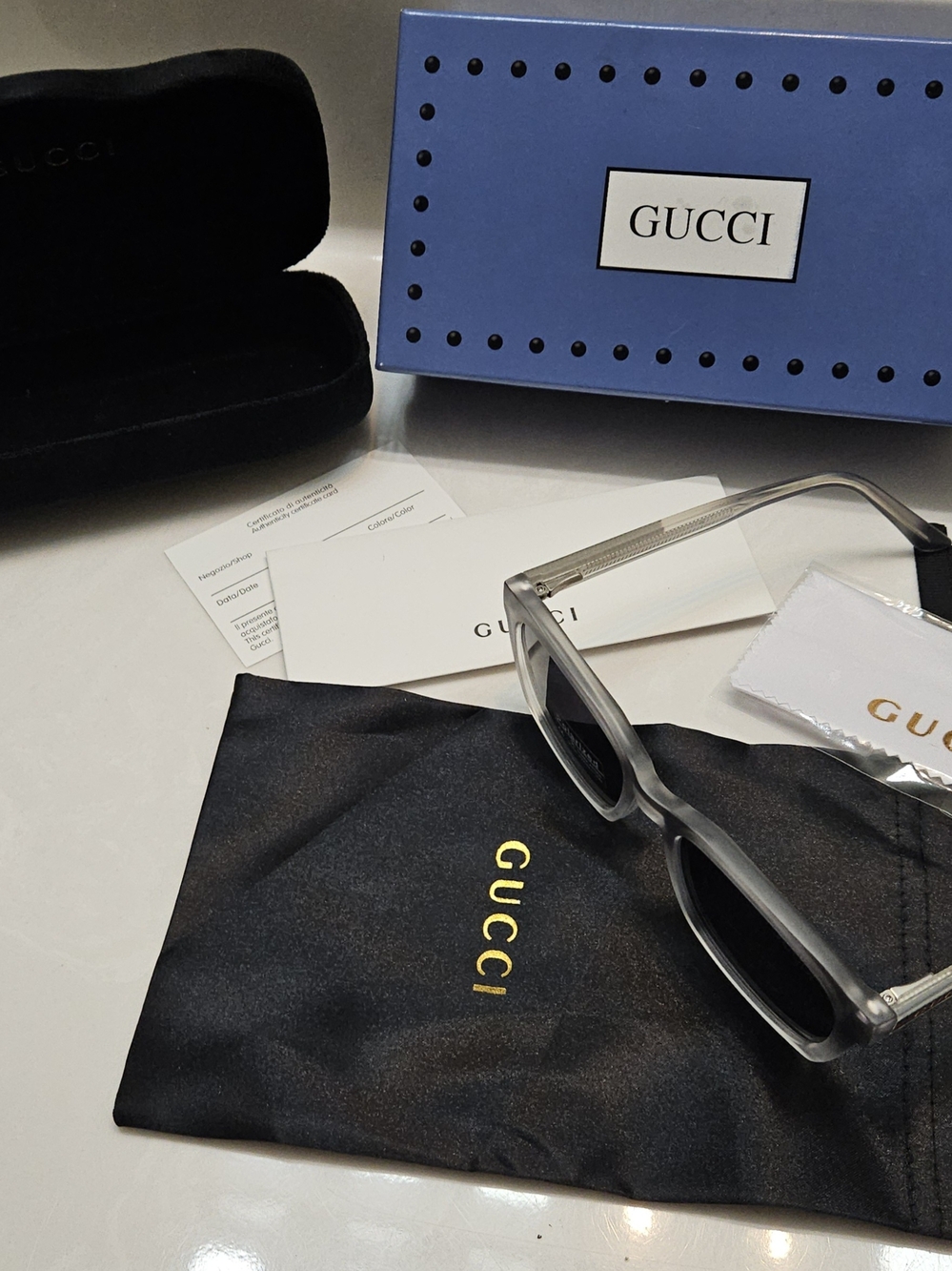 Gucci Unisex Polarized Sunglasses in Frosted Gray - Picture 8 of 8